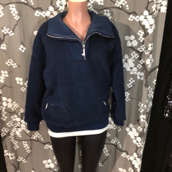NWT JUICY COUTURE Navy Sherpa Pullover Jacket Coat - Picture 3 of 7